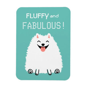 Magnet Flexible Fluffy et Fabial mignon Chien Poméranien blanc