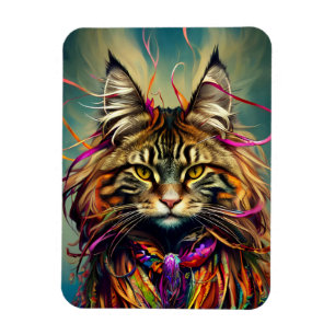 Magnet Flexible Fluffy Tiger Maine Coon en rubans