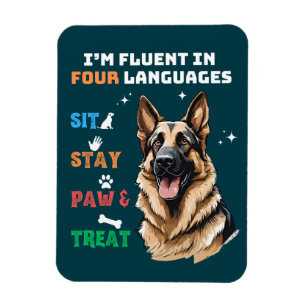 Magnet Flexible Fluide En Quatre Langues : Assis, Séjour, Paw & Tr