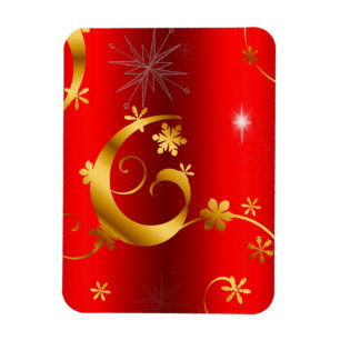 Magnet Flexible Flûtes d'or et étoiles Noël rouge