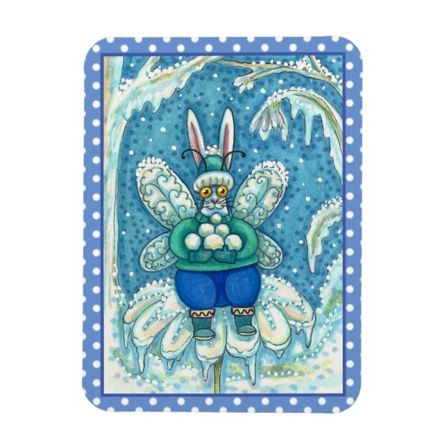 MAGNET FLEXIBLE FLUTTERBUN HIVER WONDERLAND, FUNNY BUNNY RABBIT (Vertical)