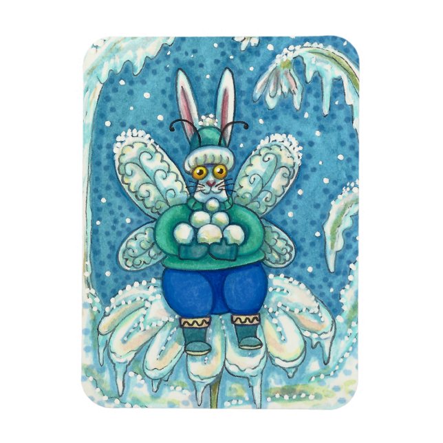 MAGNET FLEXIBLE FLUTTERBUN HIVER WONDERLAND, FUNNY BUNNY RABBIT (Vertical)