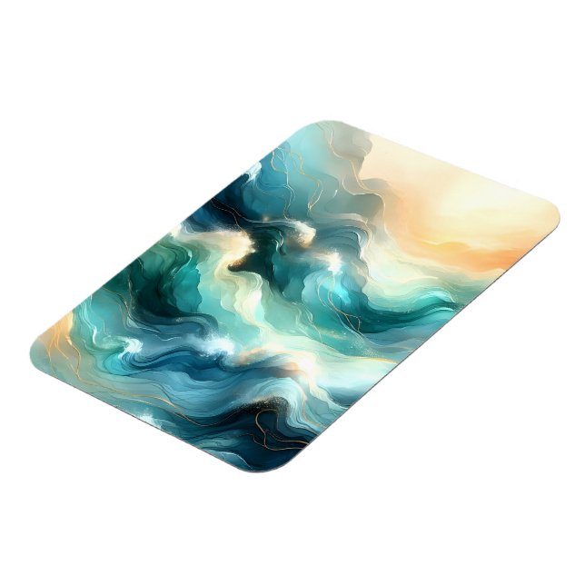 Magnet Flexible Flux d'océan doré Vagues abstraites (Côté Gauche)