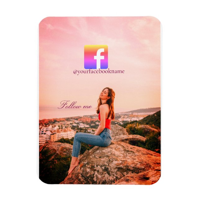 Magnet Flexible follow us facebook username social media photo  (Vertical)