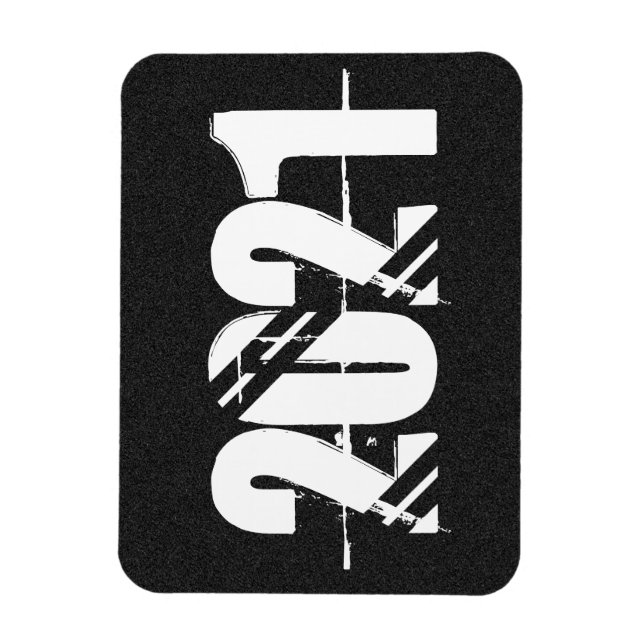 Magnet Flexible Fond noir et blanc pour le Nouvel An 2021 (Vertical)