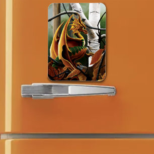 Magnet Flexible Forêt d'Automne Dragon Ambre Bouleau Fantastique