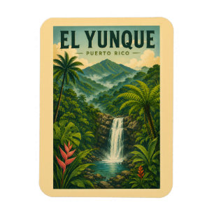 Magnet Flexible Forêt nationale d'El Yunque à Porto Rico Illustrat
