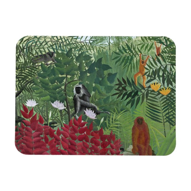 Magnet Flexible Forêt tropicale avec singes, 1910 (huile sur toile (Horizontal)