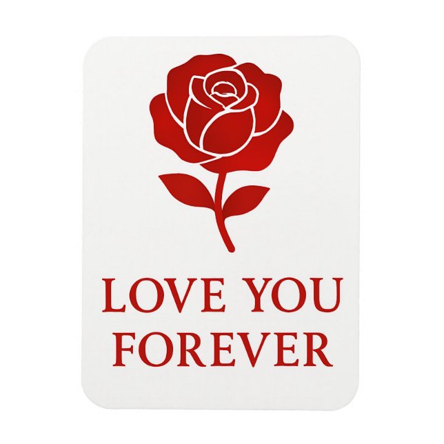 Magnet Flexible Forever Rose Emblem Creating Tender Valentine  (Vertical)