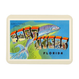 Magnet Flexible Fort Myers Floride FL Vieux souvenir Vintage voyag