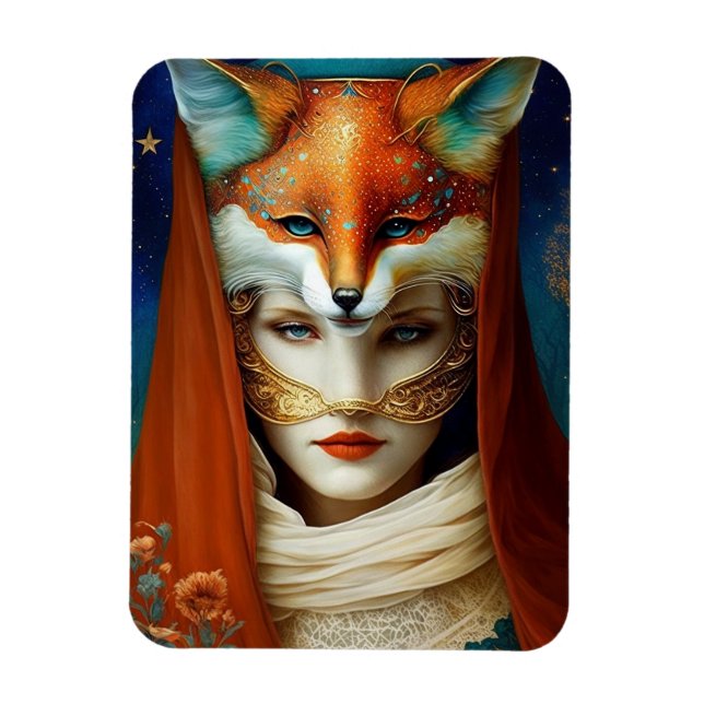 Magnet Flexible Fox Femme Surreal Imaginaire Art (Vertical)