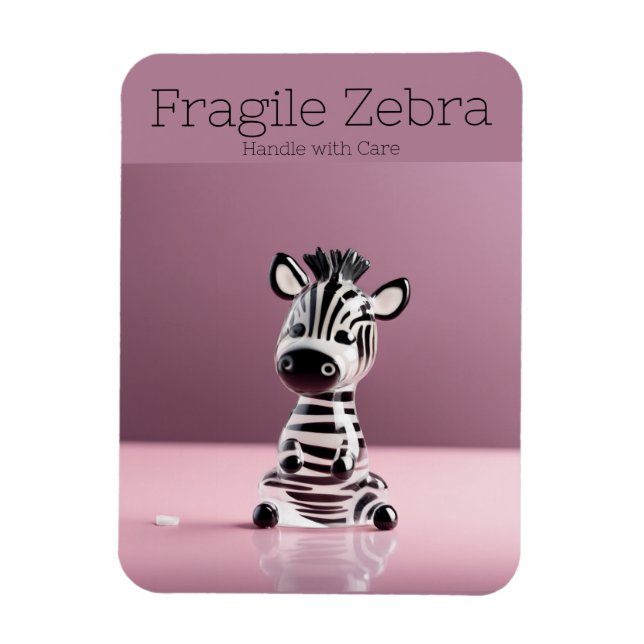 Magnet Flexible Fragile Zebra : Manipuler avec soin (Vertical)