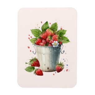 Magnet Flexible Fraises fraîches cuites dans un seau