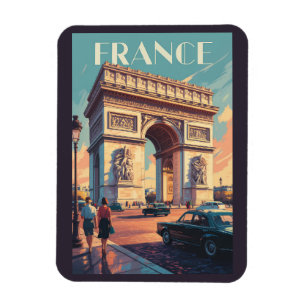 Magnet Flexible France Arc de Triomphe Voyage Art Rétro