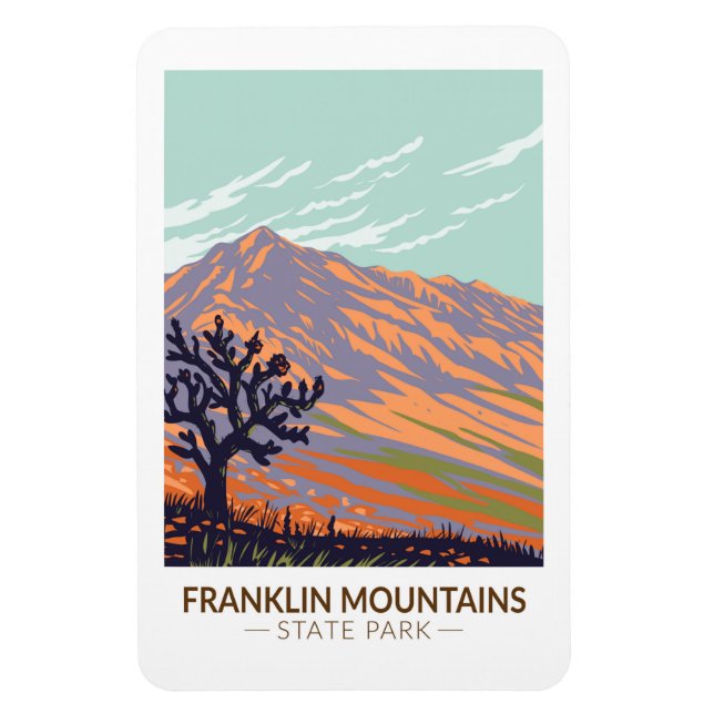 Magnet Flexible Franklin Mountains State Park Texas Vintage (Vertical)