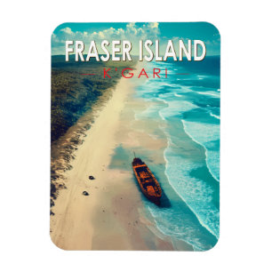 Magnet Flexible Fraser Island K'gari Australie Travel Art Vintage