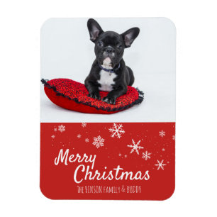 Magnet Flexible French Buldog Puppy Red Photo Custom Christmas