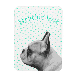 Magnet Flexible Frenchie Love - French Bulldog & Fun Motif Turquoi