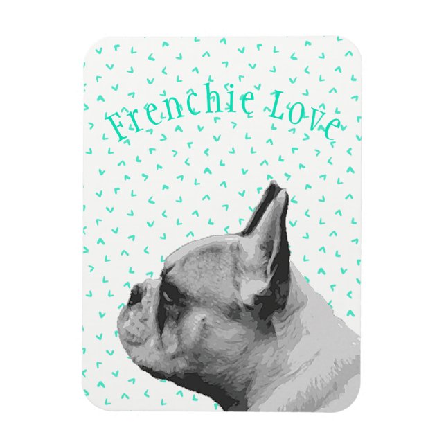 Magnet Flexible Frenchie Love - French Bulldog & Fun Motif Turquoi (Vertical)
