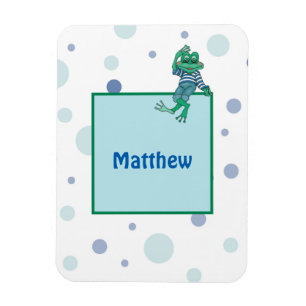 Magnet Flexible Frog in Jeans, Birthday, Polka Dots