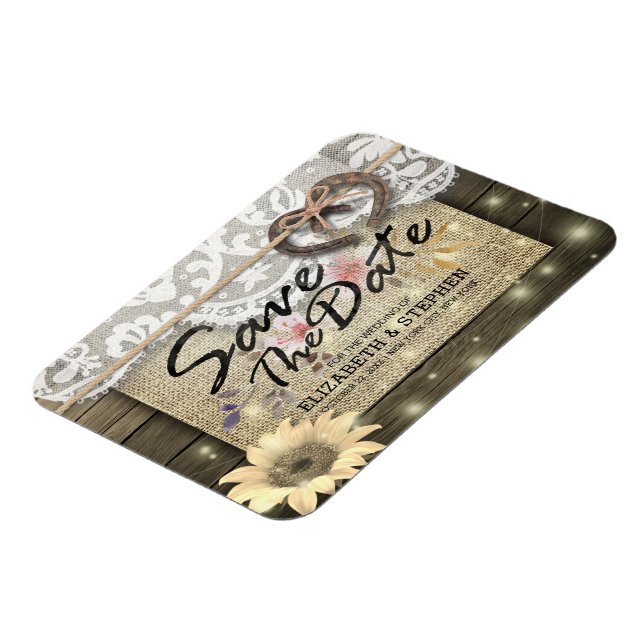 Magnet Flexible Fruits À Cordes Mariage campagnard De Tournesol En (Côté Gauche)