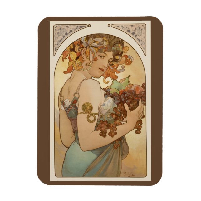 Magnet Flexible Fruits d'Alphonse Mucha, Art Nouveau Vintage (Vertical)