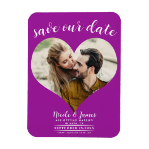 Magnet Flexible Fuchsia cœur rose Photo Enregistrement de mariage