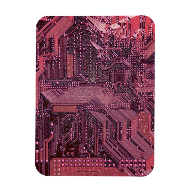Magnet Flexible Fuchsia Cyber Circuit Board Tech Art Electronique (Vertical)