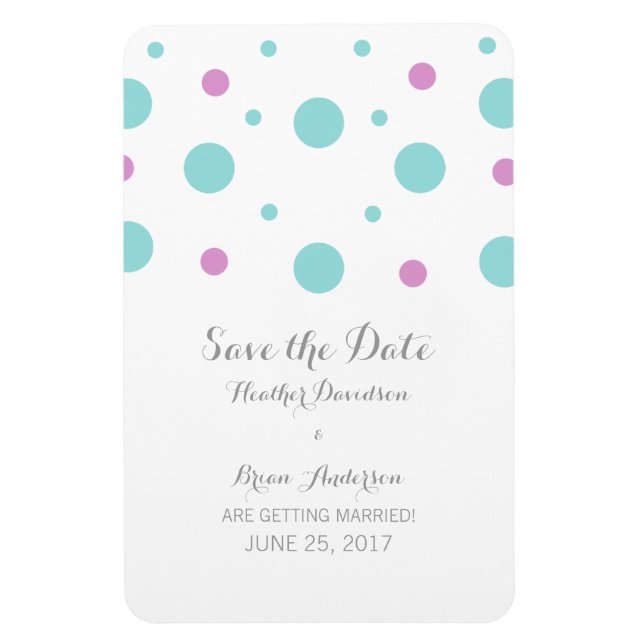 Magnet Flexible Fuchsia Turquoise Confetti Enregistrer l'aimant Da (Vertical)