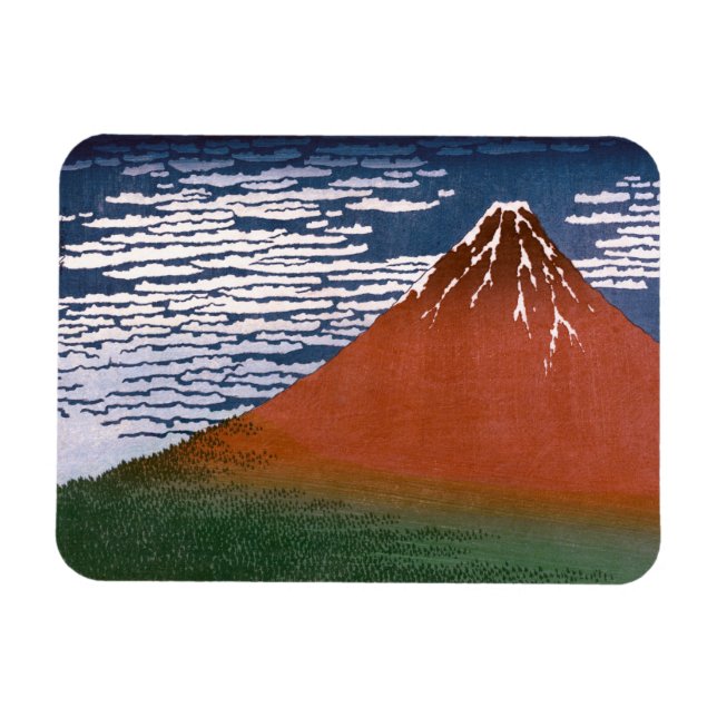 Magnet Flexible Fuji rouge, Aka Fujiyama Volcan Katsushika Hokusai (Horizontal)