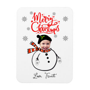 Magnet Flexible Fun Custom Face Photo mignon Snowman Joyeux Noël
