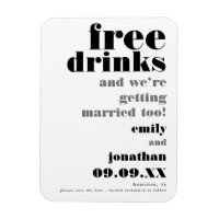 Fun Free Drinks Black Grey Wedding Save The Date