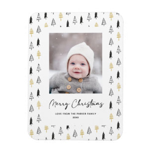 Magnet Flexible Fun Gold Black Pine Tree minimaliste Noël