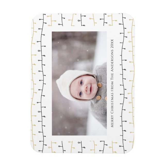 Magnet Flexible Fun Gold Noir ornements de Noël Simple Blanc (Vertical)