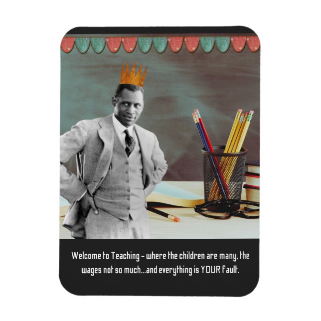 Magnet Flexible Funky Welcome Enseignant Vintage Black Man (Vertical)