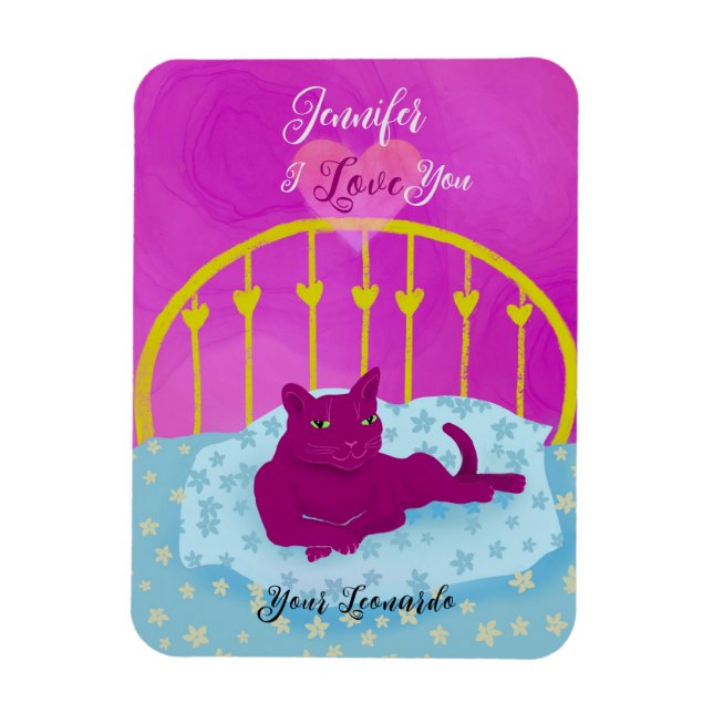 Magnet Flexible Funny Chat vous aime Personnalisé Valentine (Vertical)