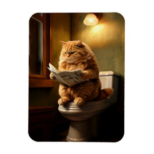 Magnet Flexible Funny Fat Cat Lecture journal sur Toilet