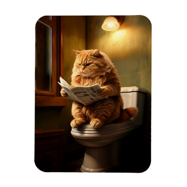 Magnet Flexible Funny Fat Cat Lecture journal sur Toilet (Vertical)