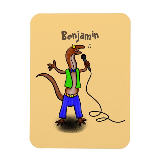 Magnet Flexible Funny lizard singing with microphone cartoon (Vertical)
