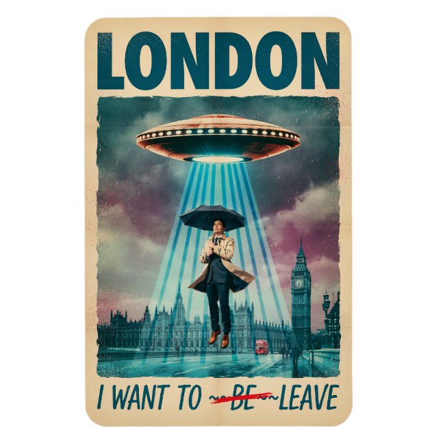 Magnet Flexible Funny London Alien Abduction Retro Sci-Fi Poster (Vertical)