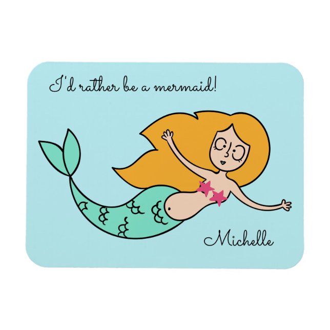 Magnet Flexible Funny Mermaid nom personnalisé et aimant texte (Horizontal)