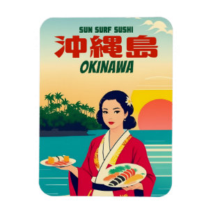 Magnet Flexible Funny Retro Graphic Okinawa Japon Sushi Humour