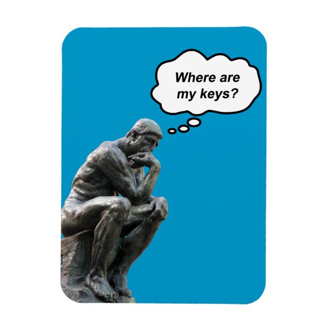 Magnet Flexible Funny Rodin's Thinker Statue - Où sont mes clés ? (Vertical)