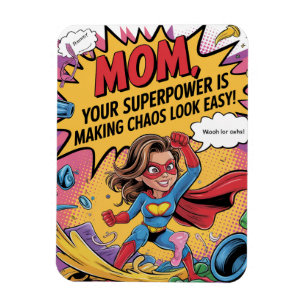 Magnet Flexible Funny Superhero Fête des mères de maman