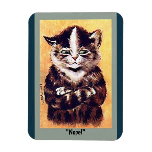 Magnet Flexible Funny Vintage Cat copy is Angry Cat, Stubborn Cat