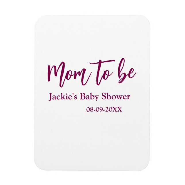 Magnet Flexible Futur maman baby shower nom date rose simple minim (Vertical)