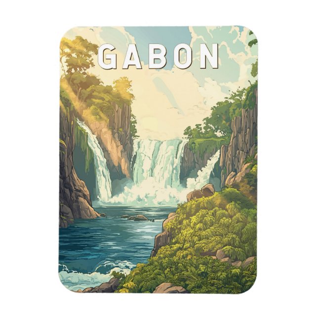 Magnet Flexible Gabon Illustration Voyage Art Vintage (Vertical)