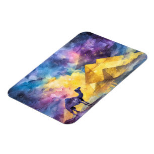 Magnet Flexible Galaxie Désertique au Lavis Chameau Pyramide Voyag