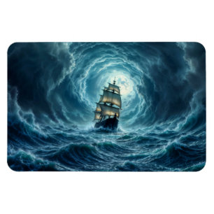 Magnet Flexible Galeon navire tempête lune voyage océanique
