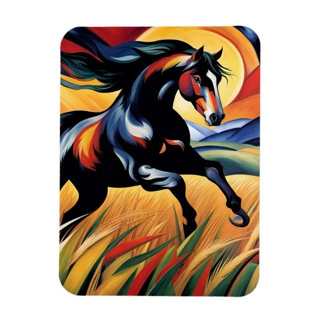Magnet Flexible Galloping de chevaux dans un champ de blé (Vertical)